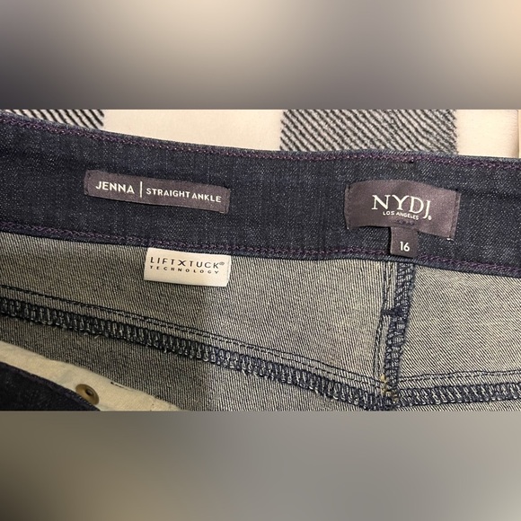 NYDJ NEW Women’s size 16 Jenna Straight Ankle Dark Wash Jeans with raw edge hem - Picture 8 of 8